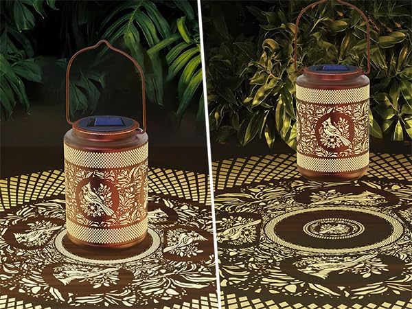 Solar Hanging Lanterns Outdoor Waterproof, 2 Pack Metal Decorative Lights - Image 6
