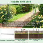 LDAILY Moccha Garden Arch Arbor Trellis, 95" Sturdy Metal Arbor with PE-Coated Steel Tubes, Spiral Rods Design, Outdoor Archway for Climbing Plants, Garden Arch for Wedding - Image 5