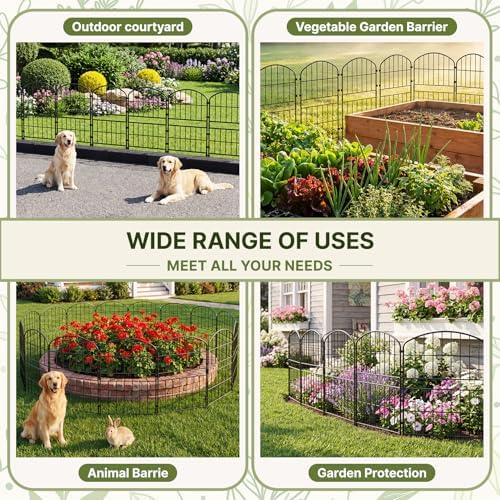 KIMAZO 32.5in (H) x 10ft (L) Tall Decorative Garden Fence - 7 Pack Garden Fencing, Rustproof Metal Wire Panel Border Animal Barrier for Dog, Flower Edging for Yard Landscape Patio Outdoor Decor - Image 5