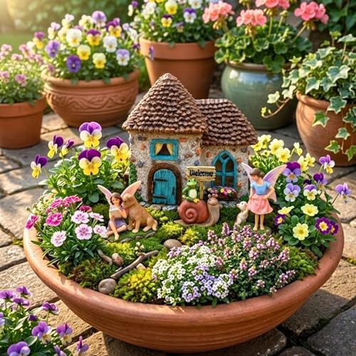 PRETMANNS Fairy Garden House Kit for Outside - Pinecone, 2 Fairies & Sign - Image 2