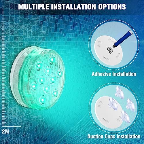 Qoolife Rechargeable Submersible Pool Lights with Remote, Waterproof Underwater Charging Battery Operated Controlled 25 Color Changing LED with Magnet Floating Lights Pool Pond Decoration (2 Pack) - Image 3
