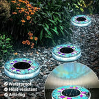 Colorful Mosaic Solar Disk Light,Waterproof Outdoor Glass LED Garden Stake Lighting(Yellow,6) - Image 6
