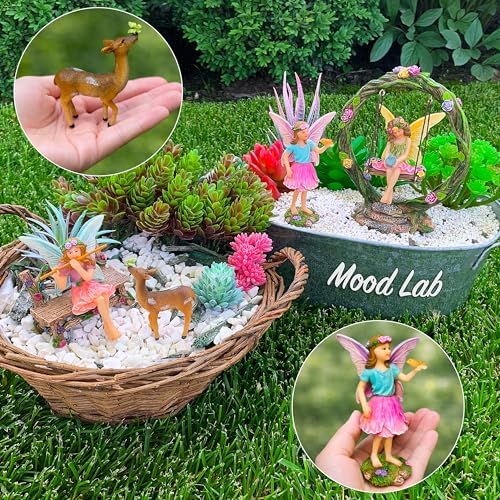 Mood Lab Fairy Garden Figurines with Swing - Miniature Decor Set (6 pcs) - Statues & Accessories - Outdoor & Indoor Garden Decor - Image 4