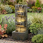 Bumilgar 32.28" H 4-Tier Indoor/Outdoor Modern Water Fountain with Led Lights and Pump, Outdoor Freestanding Cascading Waterfall - Suitable for Garden, Patio, Porch, Yard and Outdoor Decor - Image 2