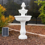 XBrand 39" 2-Tier Outdoor Freestanding Solar Water Fountain - Classic Design, White Resin Bird Bath with Pump - Ideal for Yard, Lawn and Garden, Porch Décor - Image 2