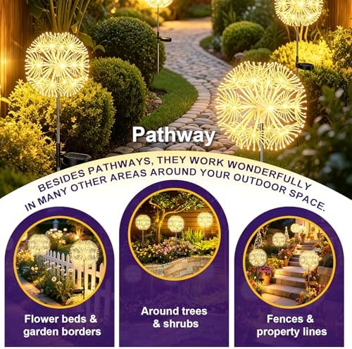 Solar Patio Lights, 2-Pack Warm Yellow Firework Outdoor Garden Twinkle - Image 7