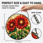 Stained Glass Window Hanging-11.8" Sunflower Suncatcher Glass Panel,Vibrant Red and Gold Floral Window Art,Home Decorative Hanging Ornament for Kitchen or Garden,Ideal Gift for Mother,Wife or Women - Image 3