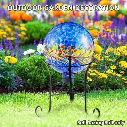 VOREEN 10-Inch Glass Gazing Ball, Outdoor Gazing Globe, Handmade Reflective Ball Yard Decoration for Homes, Patio, Lawn and Gardens, Gift for Mom Wife Friend, Phoenix Tail Design, Blue - Image 4