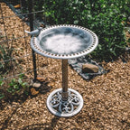 Backyard Expressions Outdoor Garden Bird Bath with Bird - Silver - Weather Resistant Polyresin - 30 Inch - Image 6