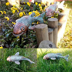 Set of 2 Antique Koi Fish Statue, Outdoor Garden Sculpture for Patio, Backyard, Pond, and Home Decor - Image 4