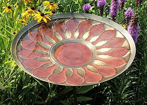 Achla Designs African Daisy Birdbath Bowl, Red - Image 3