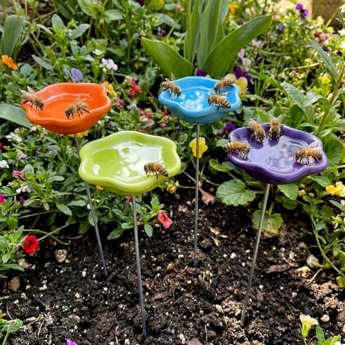 4 Pack Resin Flower Water Stations Cups Garden Stakes, Rainbow, Classic by Ferrochef