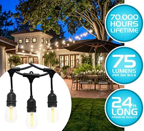 Westgate Lighting 24Ft Indoor/Outdoor Linkable LED String Lights, Commercial Grade with 12 Sockets & LED Bulbs – Bistro, Pergola, Deck, Patio, Market, Cafe, Gazebo, Party Decor - Image 6