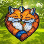 Cute Loving Couple Fox Acrylic Suncatcher - Image 3