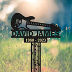DINOMAN Personalized Memorial Plaques for Outdoors Electric Guitar Grave Marker Metal Garden Stakes Electric Guitar Player Memorial Gifts Sympathy Gifts for Loss of Loved One (Electric Guitar) - Image 3