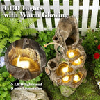 Outdoor Water Fountain, 40" H Tree Trunk Fountain with 5 Waterfalls, 6 Tiers Cascading Garden Water Feature with LED Lights, Featured Pump Access Door for Patio Lawn Yard - Image 3