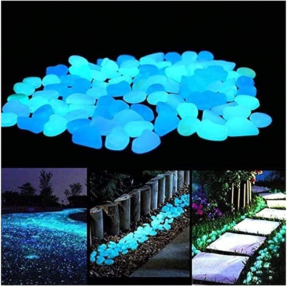 Luminous Stones, Glowing Stone Blue Pebbles Glowing in The Dark, 600 PCS Glowing Rocks Driven by Light and Solar Energy, Decorative Rock for Fish Tank Garden Lawn by Tophacker