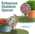 Sunnydaze 9” H Bronze Steel Gazing Ball Stand for 10” or 12” Garden Gazing Globes and Summer Trellis 10” Glass Solar Gazing Ball for Garden - Image 5