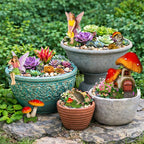 Mood Lab Fairy Garden Figurines - Mushroom House Set (6 pcs) - Miniature Decorative Statues & Accessories - Outdoor & Indoor Garden Decor - Image 4