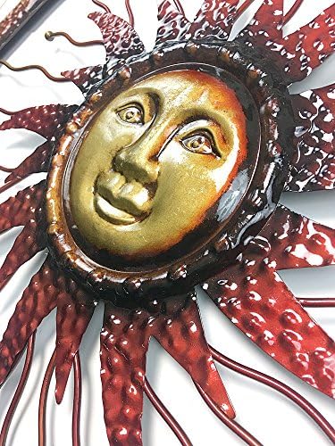 Bellaa Metal Wall Art Sun Moon Stars Celestial Indoor Outdoor Hanging Garden 3D Sculpture Retro Plaques Home Decor Large 36 inch - Image 5