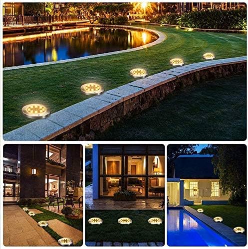4Pack Solar Garden Lights,AMZSTAR 8 LED Solar Ground Lights Disk Lights Outdoor Solar Landscape Lights,Waterproof Solar Lights Decoration Light for Yard Deck Lawn Patio Pathway Walkway (Warm White) - Image 6