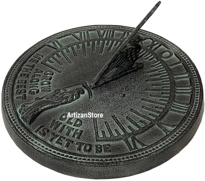 ARTIZANSTORE Cast Iron with Verdigris Finish,Sundial 8" inches Home and Office Decor for Gifts (Hummingbird Sundial) - Image 2