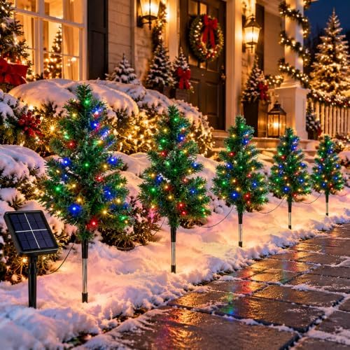 Solar Christmas Tree Pathway Lights, 5-Pack Classic LED by UMEUCDecorativeLights