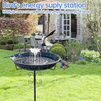 Yiabivo Solar Powered Bird Bath with Fountains for Hummingbirds,Stable Stylish Design with 5-Prong Base Stake Metal Bird Bath for Outside Yard Lawn Patio Garden(Blue) - Image 6
