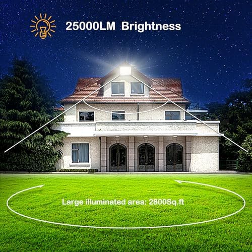 210W LED FloodLights Outdoor 2 Pack, 3CCT 3000K 4500K 6000K Selectable, 25000LM Dimmable, IP66 Waterproof, Outdoor Security Flood Lamp for Backyard, Garage, Court - Image 5