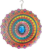 FONMY Wind Spinner 3D Stainless Steel Christmas Decoration Room Decor Indoor/Outdoor Garden Decoration Hanging Ornaments Kinetic Yard Art Decorations 12 inches Multi Red Mandala Wind Spinners - Image 3