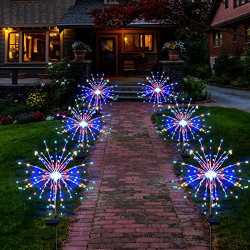 Solar Garden Firework Lights Outdoor Waterproof 6 Pack, 120 LED Sparklers, Colorful, for Patio, Backyard, Sidewalk, Christmas, Parties - Image 2