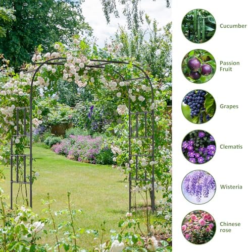 Tall Garden Arch Trellis for Climbing Plants, 87" H Metal Trellis Archway - Image 7
