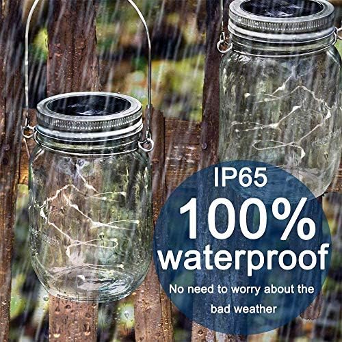 SunKite Solar Mason Jar Lights, 12 Pack 30 LED Waterproof Fairy Firefly Jar Lids String Lights with Hangers(NO Jars), Patio Yard Garden Wedding Decoration - Cool White - Image 4