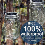 SunKite Solar Mason Jar Lights, 12 Pack 30 LED Waterproof Fairy Firefly Jar Lids String Lights with Hangers(NO Jars), Patio Yard Garden Wedding Decoration - Cool White - Image 4