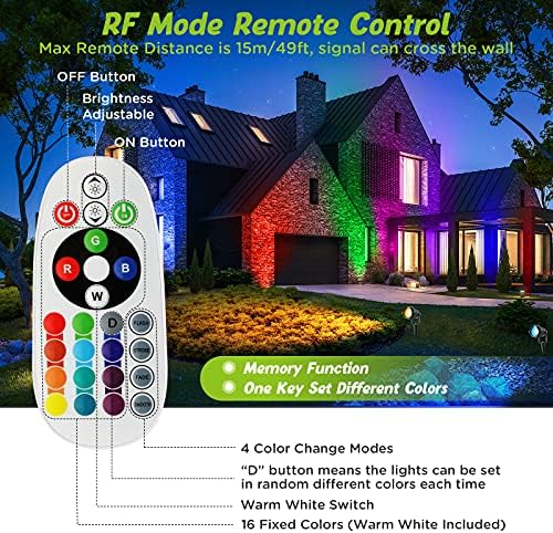 Christmas Outdoor Spotlight 120V LED Spot Lights Outdoor RGB 12W Color Changing Landscape Lights with Remote Control Waterproof Spot Lights Outdoor for Yard Path Garden Decorative (2Pack) - Image 5