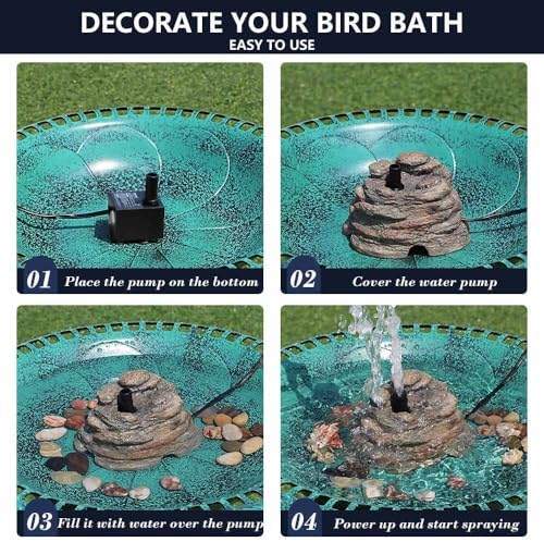 Bird Bath Water Fountain Resin Rock Fountain with 9.8ft Cord Length Water Pump Rock Waterfall for Hummingbird Birdbath Outdoor Decor for Garden Lawn Fish Tank and Aquariums (Brown) - Image 6