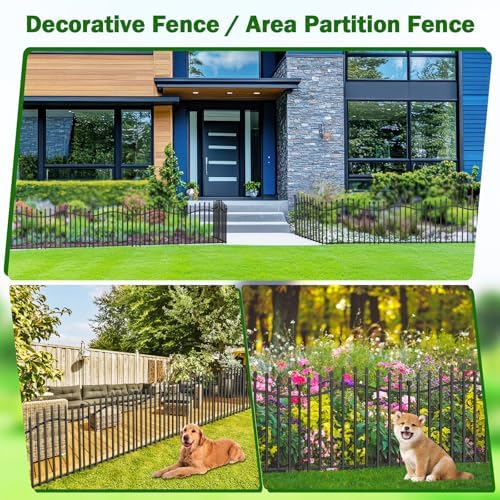 No Dig Garden Fence 24" H x 22.5'L Decorative Yard Dog Outdoor Panels - Image 4