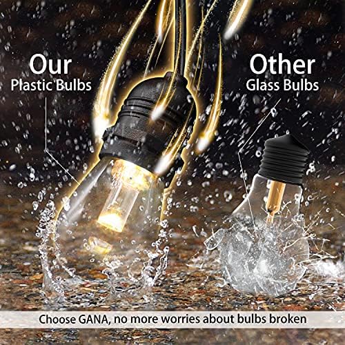 GANA Outdoor String Lights, Patio Lights 96FT Music Flash RGBW Colourful, Safe 12V Low Voltage LED Shatterproof Bulbs Connectable, Heavy Duty Wire IP65 Waterproof Level, for Courtyards Bistro - Image 2
