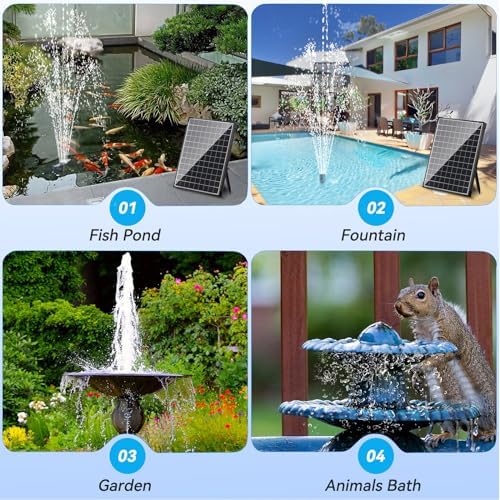 POPOSOAP 25W Solar Water Fountain Pump, Solar Water Pump with Flow Adjustable, Pond Pump with Water Shortage Protection & Diverter Valve & 16.5FT Cord for Ponds, Garden, Waterfall, Hydroponics-P125H - Image 3