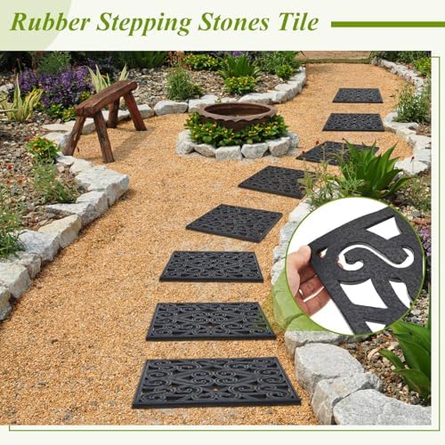 Pangda 8 Pack Rubber Stepping Stones Outdoor, Black, 15 x 15 inch - Image 6