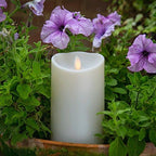 Luminara Outdoor Flameless Candle: Plastic Finish, Unscented Moving Flame Candle with Timer (5" Ivory) - Image 4