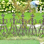 Sungmor Decorative Cast Iron Brown Flower Bed Fence - 28 Inches Tall 4 Pack - Image 2