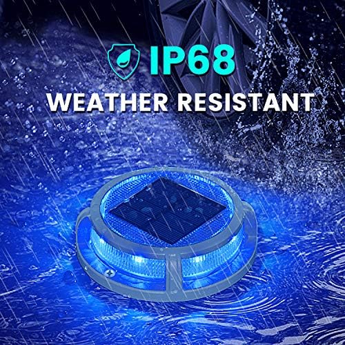 SIEDiNLAR Solar Deck Lights Outdoor 2 Modes 16 LEDs, 4 Pack, Blue/Red Light - Image 5