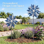 Homdox 84" Outdoor Metal Windmill, Large Kinetic Sculpture, Patio Art Decor - Image 5