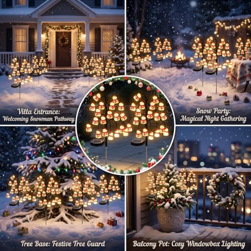 2PCS Solar-Powered Snowman Branch Light, Outdoor Christmas Decorative Light - Image 7