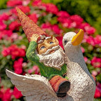 Classic Spring Gnome Garden Statue in Assorted Styles (Gnome Riding Duck) - Image 2