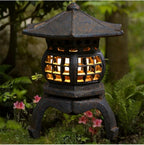 TIAAN Japanese Garden Lantern, “Yukimi-gata” Designed, Super Bright LED Illuminated Pagoda Light, Solar Power Garden Lantern， Stone-Look Finish, Decorative Outdoor (Oki-gata) - Image 3