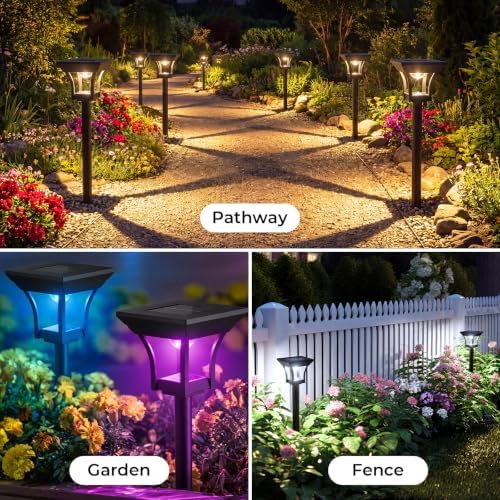 CINOTON RGBCW Solar Pathway Lights Outdoor, 3 Lighting Modes, 24 Pack - Image 3