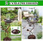 Bird Bath Garden for Outside, Vintage Metal Birdbaths Bowl with Roman Pedestal for Outdoors, Standing Bird Bath Bowl Birdfeeder for Yard Lawn Decor (Vintage Copper - Hummingbird) - Image 4