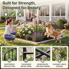 KIMAZO 32.5in (H) x 10ft (L) Tall Decorative Garden Fence - 7 Pack Garden Fencing, Rustproof Metal Wire Panel Border Animal Barrier for Dog, Flower Edging for Yard Landscape Patio Outdoor Decor - Image 3